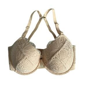 Lively Women's All‎ Day Lined Wired Lace Bra 32DDD Beige
